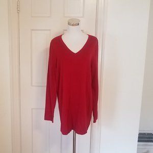 NWT 𝅺J. Jill Scarlet Red V-Neck Pullover Sweater Large